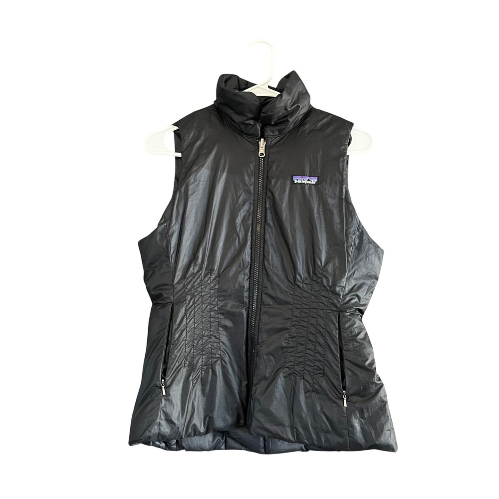 Patagonia Womens Black Puff-Ball Insulated Vest Full Zip Cinched Waist 28490 S